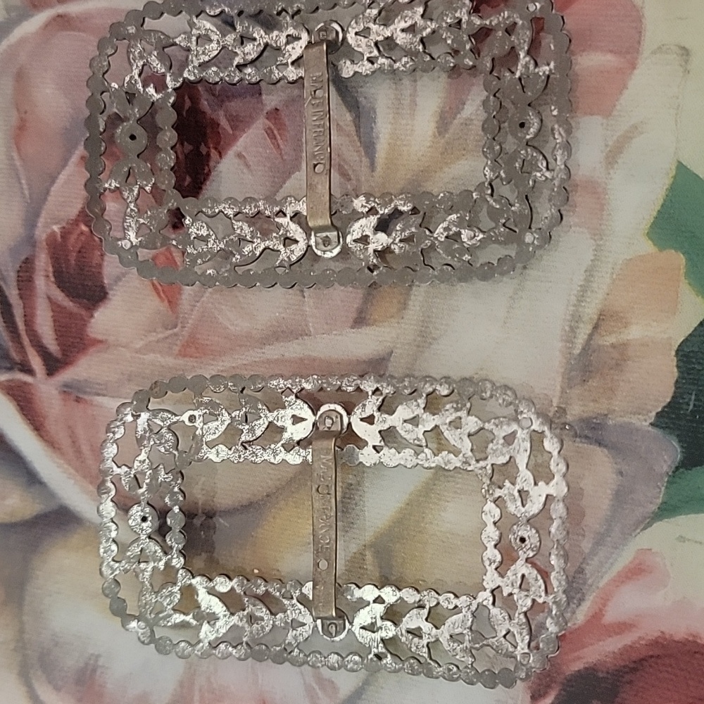 MADE IN FRANCE SILVERTONE SHOE  CLIPS BUCKLES. - Picture 2 of 5